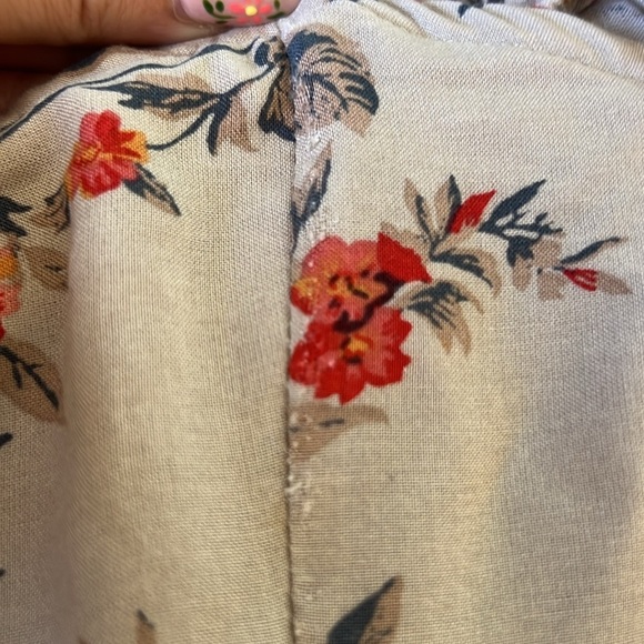 Off the Shoulder Boho Floral Maxi Dress Double Slits in Tan Orange Floral | M - Picture 10 of 10